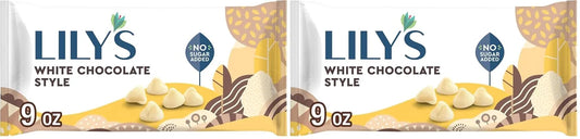 LILY'S White Chocolate Style No Sugar Added, Baking Chips Bag, 9 oz (Pack of 2)