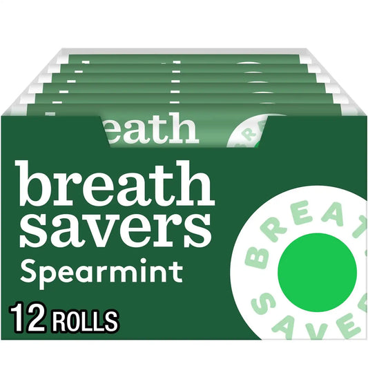 BREATH SAVERS Spearmint Sugar-Free Mints Rolls, 0.75 oz, 12 ct