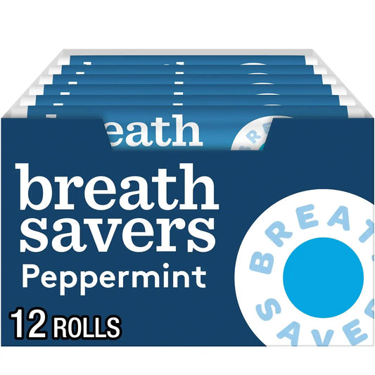 BREATH SAVERS Peppermint Sugar-Free Mints Rolls, 0.75 oz, 12 ct