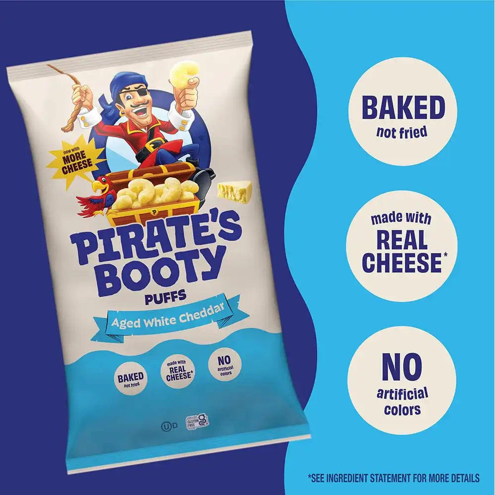 PIRATE'S BOOTY Aged White Cheddar Cheese Puffs Bags, 1 oz (30 Count)