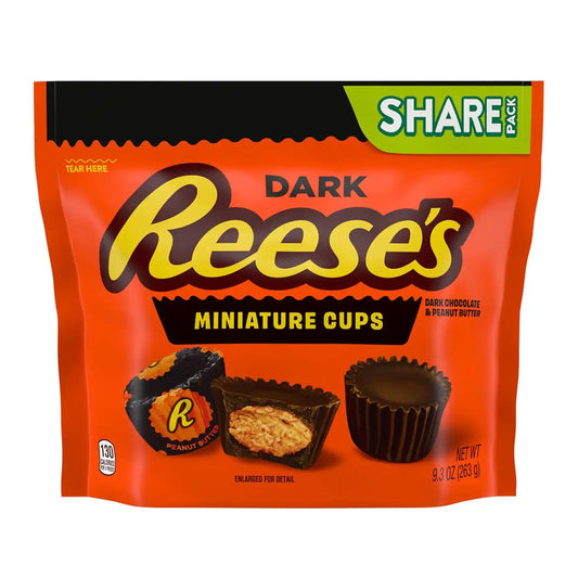 REESE'S Miniatures Dark Chocolate Peanut Butter Cups, Candy Share Pack, 9.3 oz