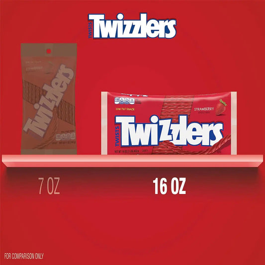 TWIZZLERS Twists Strawberry Flavored Licorice Style, Chewy Candy Bag, 16 oz