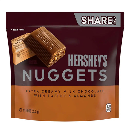 HERSHEY'S NUGGETS Milk Chocolate, Toffee and Almonds Candy Share Pack, 9 oz