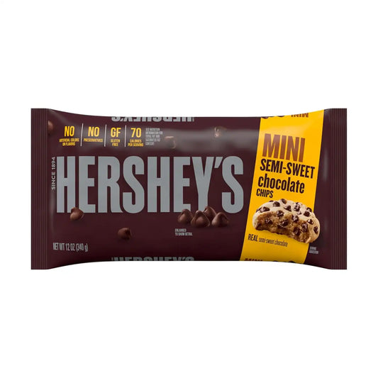 HERSHEY'S Mini Semi Sweet Chocolate Baking Chips Bags, 12 oz (12 Count)