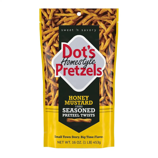 Dot's Pretzels Honey Mustard Seasoned Pretzel Twists Snack Bag, 16 oz