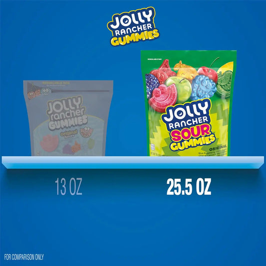 JOLLY RANCHER Sour Gummies Assorted Fruit Gummy Candy Bag, 25.5 oz