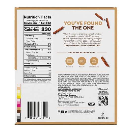 ONE Cinnamon Roll Protein Bars, 20g Protein, Gluten Free Snacks, 12 Count (2.12 oz) (Pack of 6)