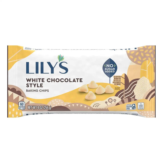 LILY'S White Chocolate Style No Sugar Added, Baking Chips Bag, 9 oz (Pack of 2)