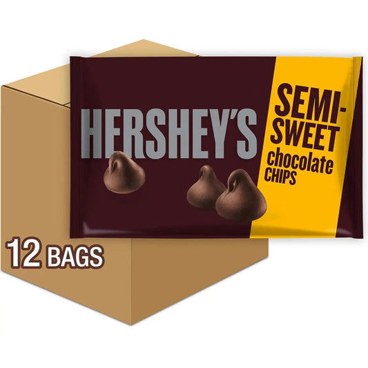HERSHEY'S Semi Sweet Chocolate Baking Chips Bags, 12 oz (12 Count)