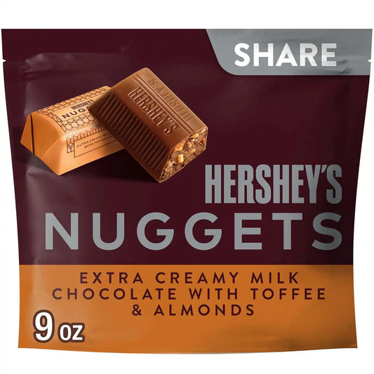 HERSHEY'S NUGGETS Milk Chocolate, Toffee and Almonds Candy Share Pack, 9 oz
