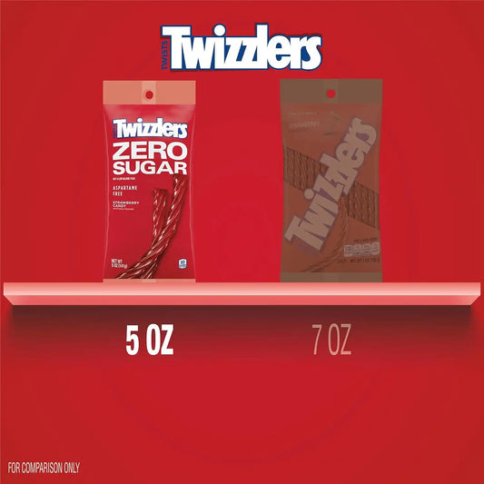 TWIZZLERS Zero Sugar Strawberry Twists Candy Bags, 5 oz, 12 Ct