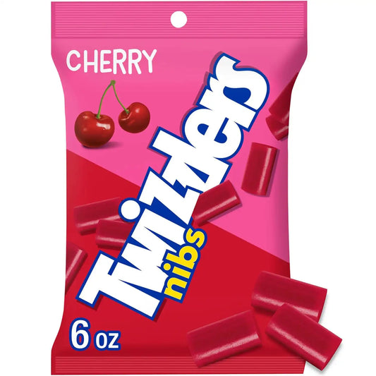 TWIZZLERS NIBS Cherry Flavored Licorice Style Chewy Candy Bags, 6 oz, 12 Ct