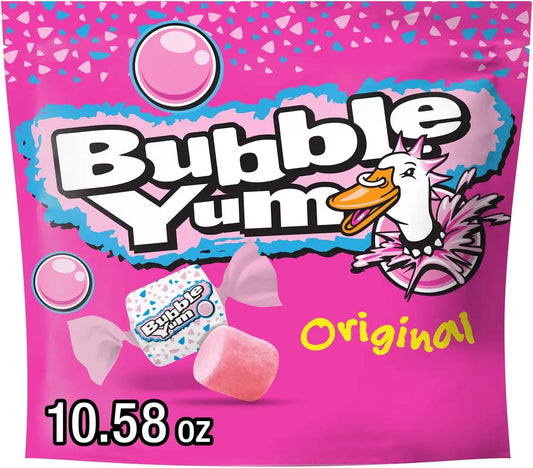 BUBBLE YUM Original Flavored Chewy, Bubble Gum Bag, 10.58 oz (Pack of 8)
