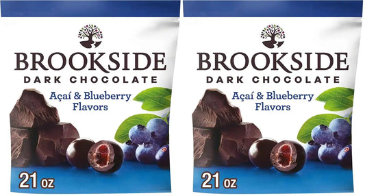 BROOKSIDE Dark Chocolate, Acai and Blueberry Flavored Snacking Chocolate Bag, 21 oz (Pack of 2)