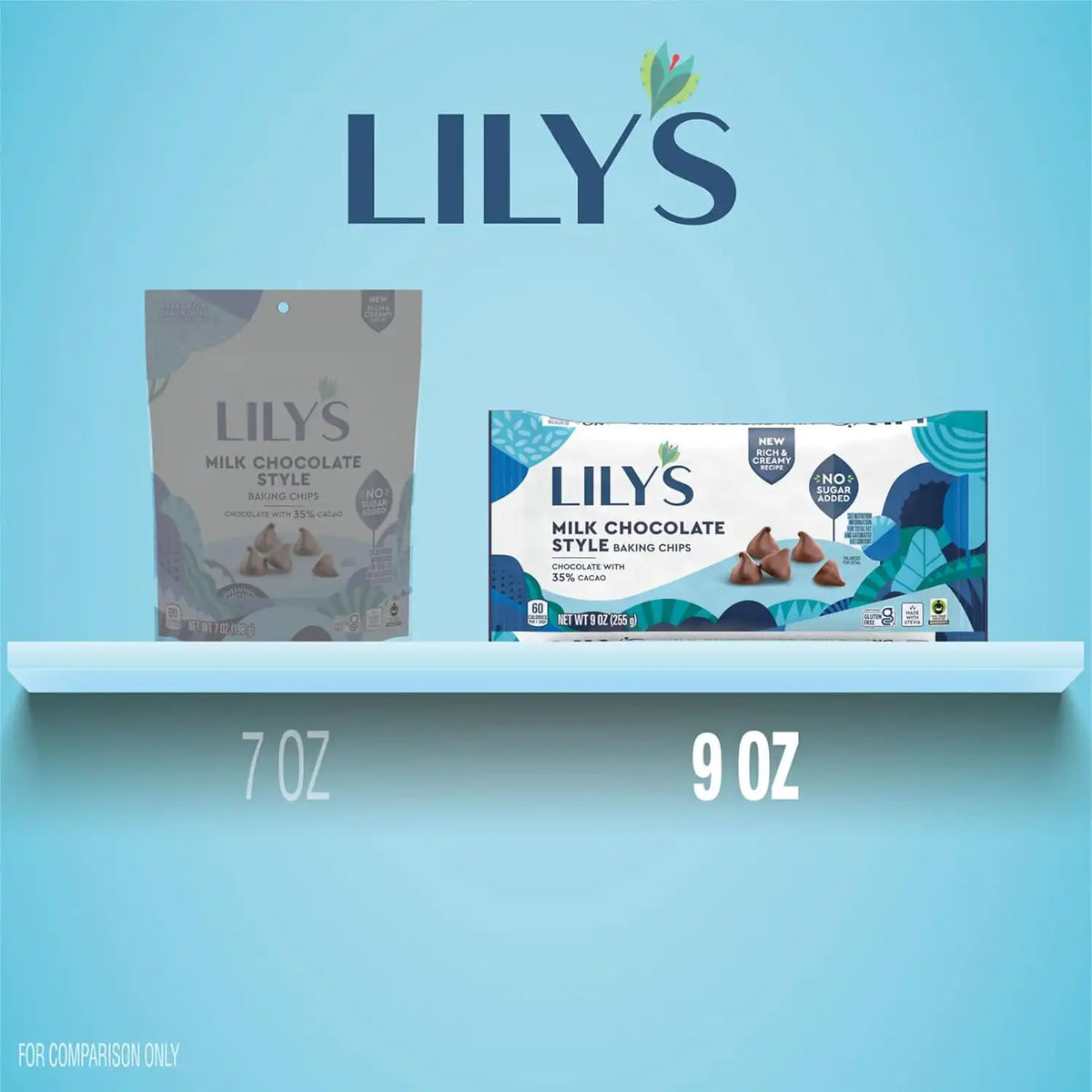 LILY'S Milk Chocolate Style No Sugar Added, Baking Chips Bag, 9 oz (Pack of 2)