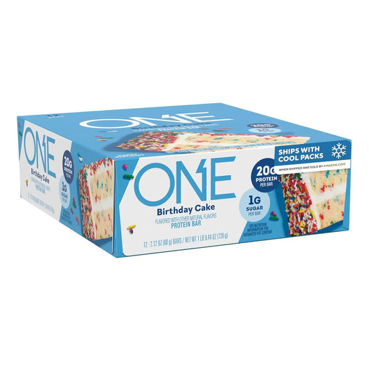 ONE Birthday Cake Protein Bars, 20g Protein, Gluten Free Snacks, 12 Count (2.12 oz) (Pack of 6)