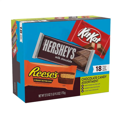 HERSHEY'S, KIT KAT & REESE'S Milk Chocolate Variety Box, 18 ct