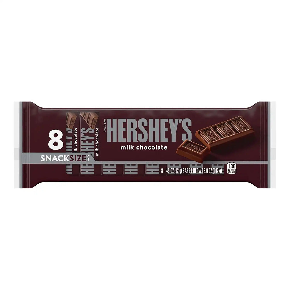 HERSHEY'S Chocolate Candy Bar, Snack Size, 0.45 Ounce, 8 Count