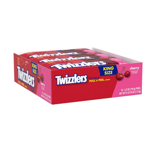 TWIZZLERS PULL 'N' PEEL Cherry King Size Chewy Candy Packs, 4.2 oz, 15 Ct