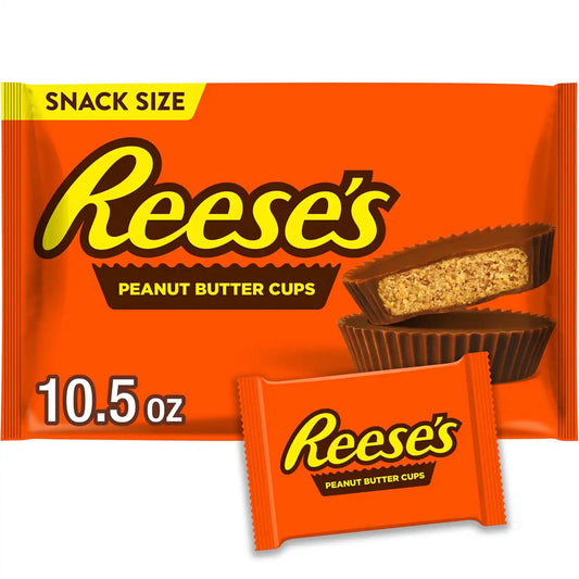 REESE'S Milk Chocolate Snack Size Peanut Butter Cups, Candy Bag, 10.5 oz
