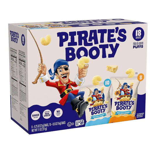 PIRATE'S BOOTY Assorted Aged White Cheddar Cheese Puffs, 11 oz (18 Count)