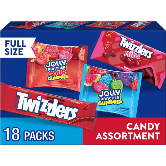 JOLLY RANCHER & TWIZZLERS Fruit Candy Variety Pack, Bulk Box, 39.5 oz
