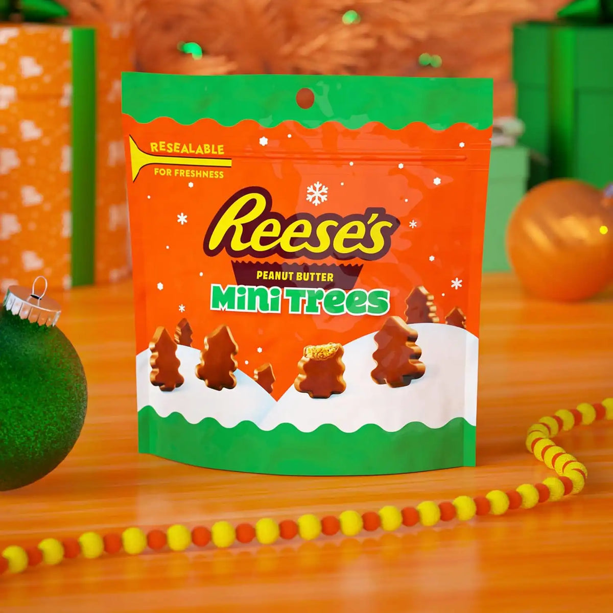 REESE'S Mini Peanut Butter Christmas Trees, Unwrapped, 7 oz (Pack of 2)