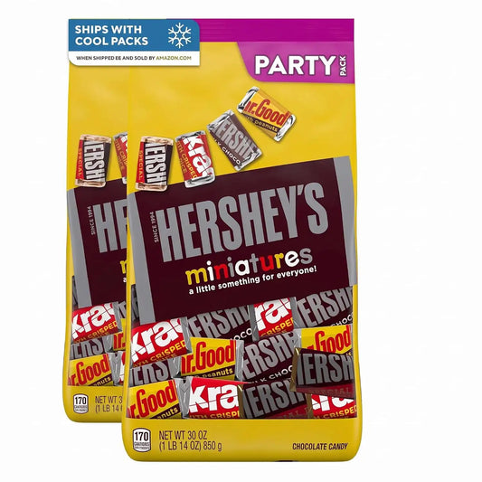 HERSHEY'S Miniatures Assorted Chocolate Candy Party Pack, 30 oz (Pack of 2)