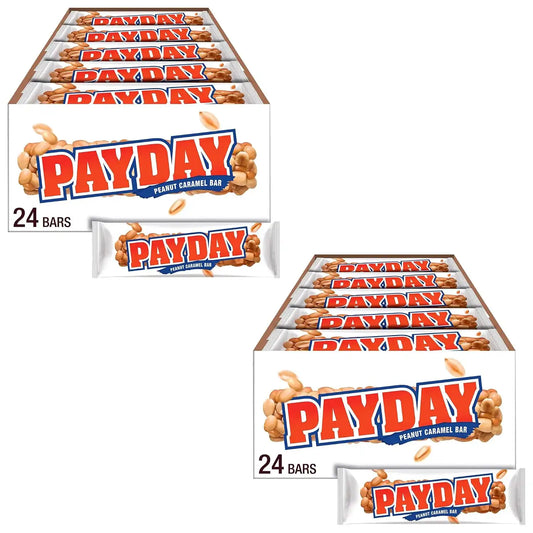 PAYDAY Peanut Caramel Candy Bars, 1.85 oz (24 Count) (Pack of 2)