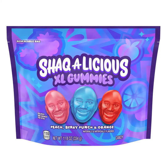 SHAQ-A-LICIOUS XL GUMMIES Original Flavor Chewy, Candy Bag, 11.8 oz (Pack of 8)