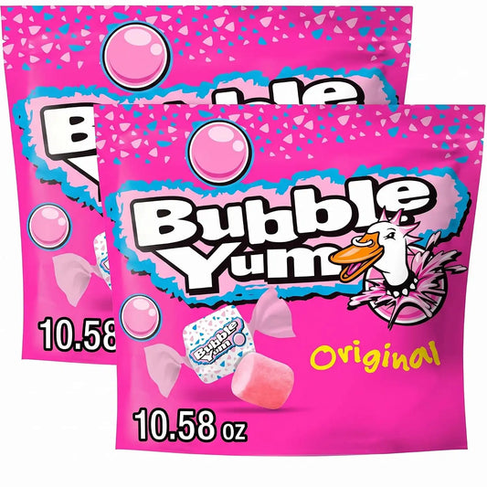 BUBBLE YUM Original Flavored Chewy, Bubble Gum Bag, 10.82 oz (Pack of 2)