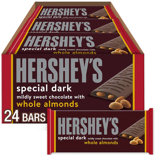 HERSHEY'S SPECIAL DARK Chocolate with Whole Almonds Candy Bars, 1.45 oz (24 Count)