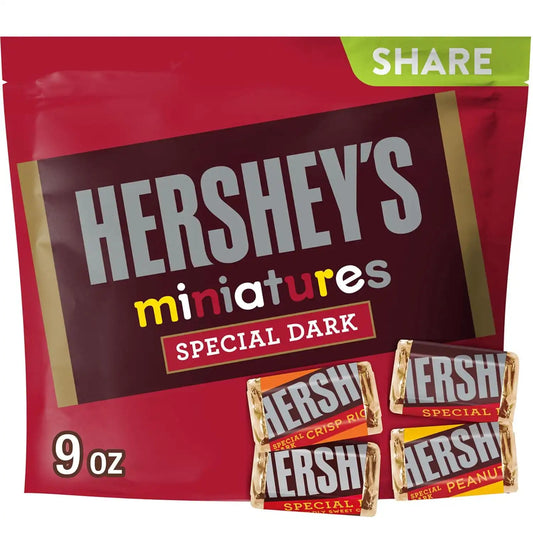 Hershey's Special Dark, Miniatures Assorted Chocolate Candy Share Pack, 9 Ounce