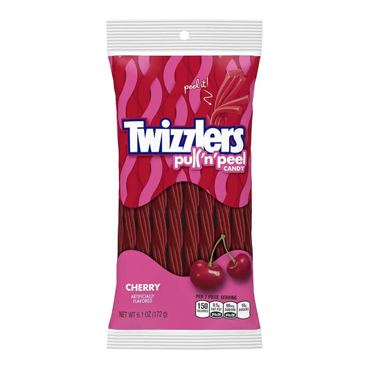 TWIZZLERS Pull 'n' Peel Licorice Candy, Cherry, 6.1 Ounce