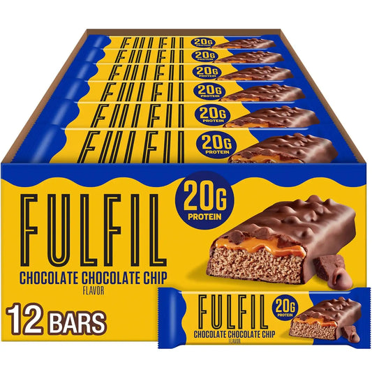 FULFIL Chocolate Chip Protein Bars, Gluten Free, 12 Count, 20g Protein (Pack of 6)