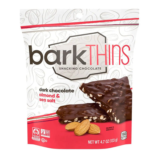 barkTHINS Dark Chocolate, Almond and Sea Salt Snacking Chocolate Bags, 4.7 oz (6 Count)