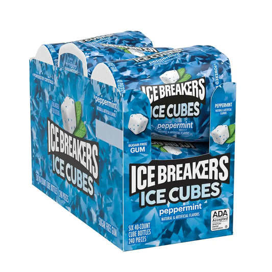 ICE BREAKERS Peppermint Sugar-Free Gum Bottles, 3.24 oz, 6 ct