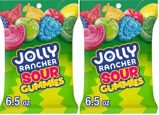 JOLLY RANCHER Gummies Sours Assorted Fruit Flavored Candy Bag, 6.5 oz (Pack of 2)