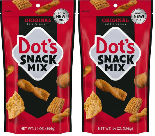 Dot's Pretzels Original Seasoned Pretzel Twist Snack Mix, 14 oz Bag (Pack of 2)
