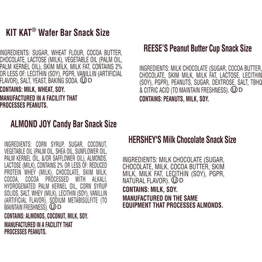Hershey Assorted Chocolate Snack Size, Candy Bag, 15.57 oz (30 Pieces)