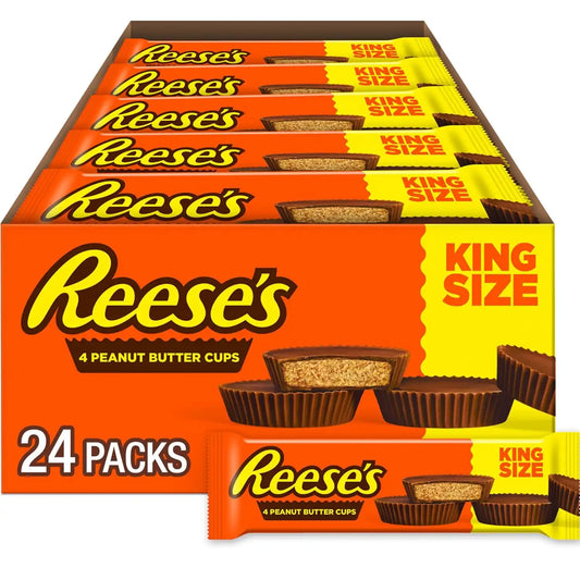 REESE'S Milk Chocolate King Size Peanut Butter Cups, 2.8 oz, 24 Ct