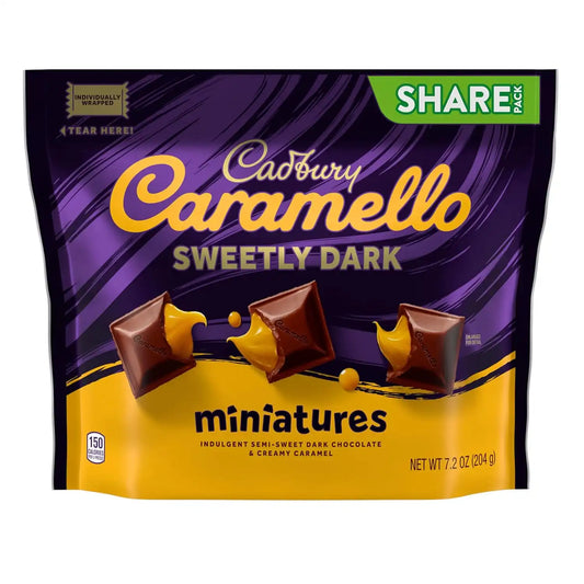 CADBURY CARAMELLO SWEETLY DARK Miniatures Semi-Sweet Dark Chocolate Caramel Candy Share Pack, 7.2 oz (Pack of 3)