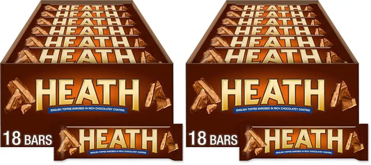 HEATH Chocolatey English Toffee Candy Bars, 1.4 oz (18 Count) (Pack of 2)