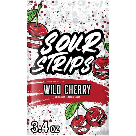 SOUR STRIPS Wild Cherry Flavored Chewy, Candy Bag, 3.4 oz