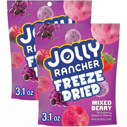 JOLLY RANCHER Freeze Dried Mixed Berry Flavored Candy Bag, 3.1 oz (Pack of 2)