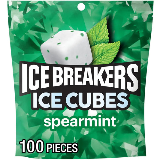 ICE BREAKERS Spearmint Sugar-Free Gum Pouch, 8.11 oz, 100 ct