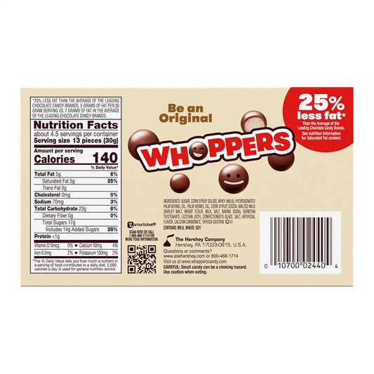 WHOPPERS Malted Milk Balls Candy Boxes, 5 oz, 12 ct