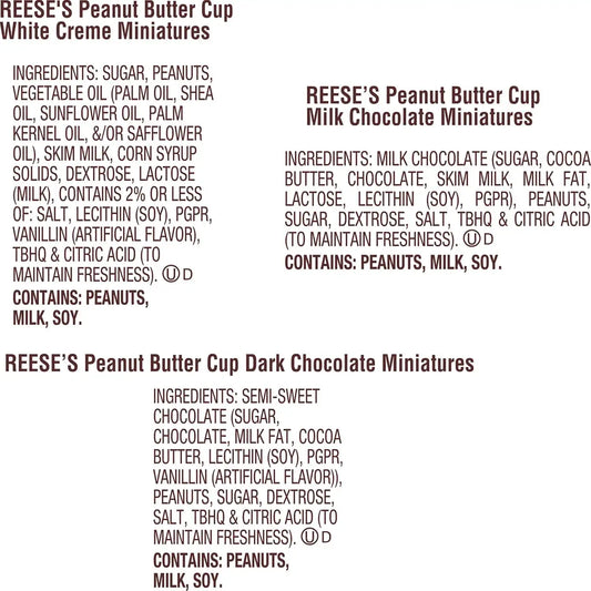 REESE'S Miniatures Assorted Peanut Butter Cups, Candy Party Pack, 26.6 oz
