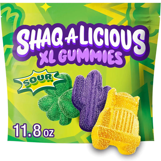 SHAQ-A-LICIOUS XL GUMMIES Sour Chewy, Candy Bag, 11.8 oz