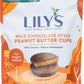 LILY'S Milk Chocolate Style Peanut Butter Cups No Sugar Added, Sweets Bag, 3.2 oz (Pack of 2)